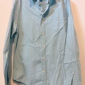 GAP Men's Light Blue & White Striped Button-Down Shirt